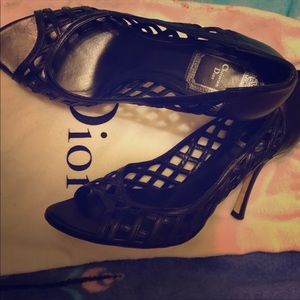 Dior fishnet open toe shoes💋